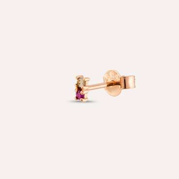 0.04 CT Brown Diamond and Ruby Mini Single Earring - Nev Jewellery