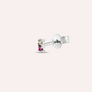0.04 CT Brown Diamond and Ruby Mini Single Earring - Nev Jewellery