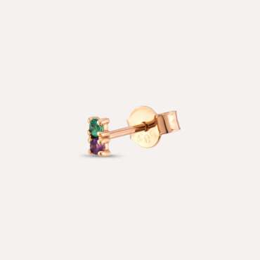 0.04 CT Emerald and Amethyst Mini Single Earring - Nev Jewellery