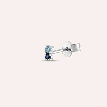 0.04 CT Sapphire and Aquamarine Mini Single Earring - Nev Jewellery