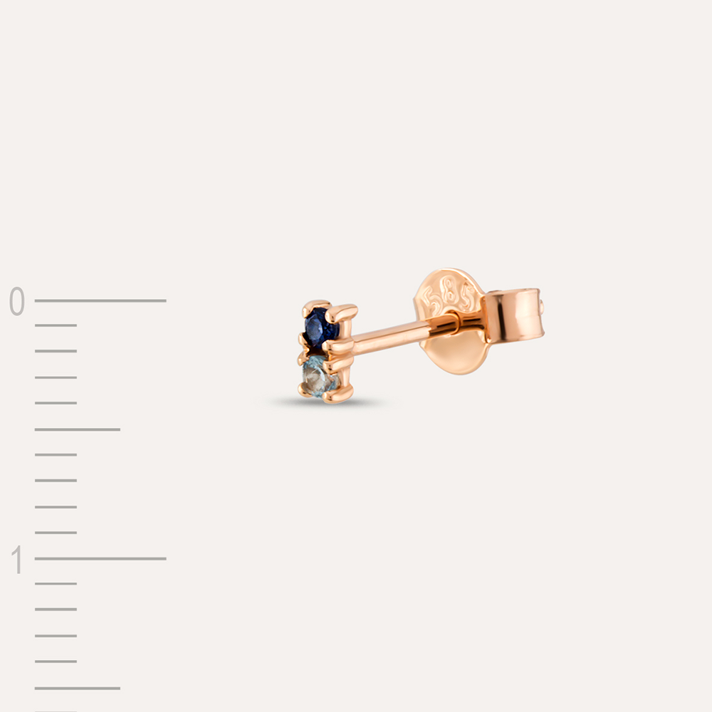 0.04 CT Sapphire and Aquamarine Mini Single Earring - 4