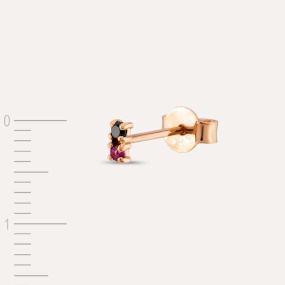 0.05 CT Black Diamond and Ruby Mini Single Earring - 2