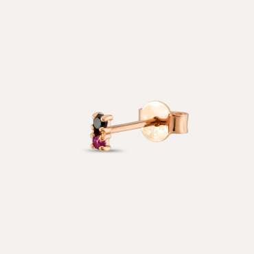 0.05 CT Black Diamond and Ruby Mini Single Earring - Nev Jewellery