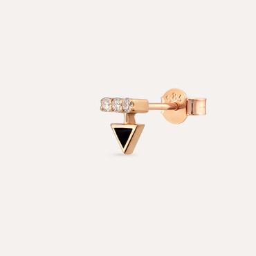0.05 CT Diamond Black Enamel Single Earring - Nev Jewellery