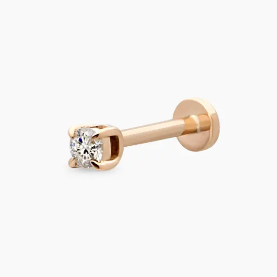 0.05 CT Diamond Rose Gold Solitaire Piercing - 1