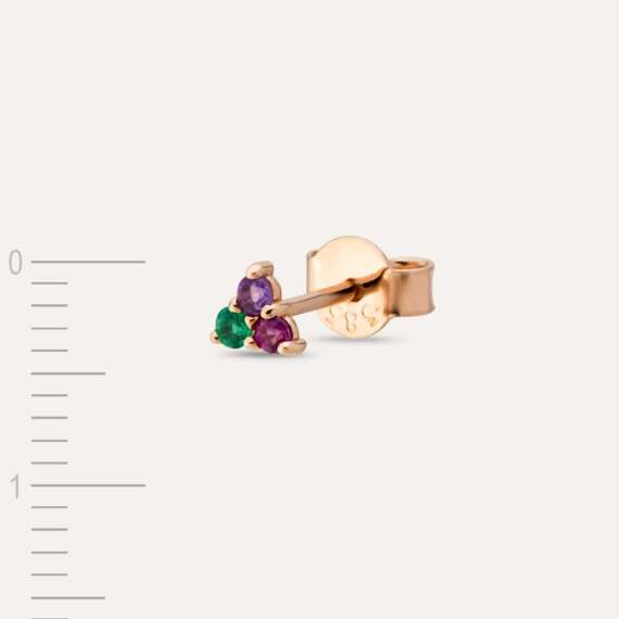 0.06 CT Amethyst, Emerald and Ruby Mini Single Earring - 4