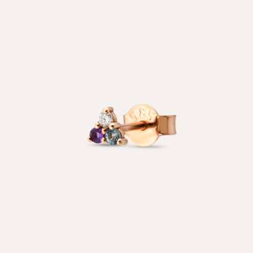 0.06 CT Diamond, Amethyst and Aquamarine Mini Single Earring - Nev Jewellery