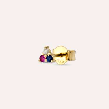 0.06 CT Diamond, Sapphire and Ruby Mini Single Earring - Nev Jewellery