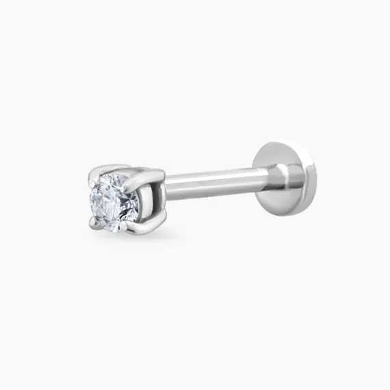 0.06 CT Diamond White Gold Solitaire Piercing - 2