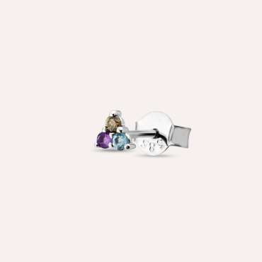 0.07 CT Brown Diamond, Amethyst and Aquamarine Mini Single Earring - Nev Jewellery