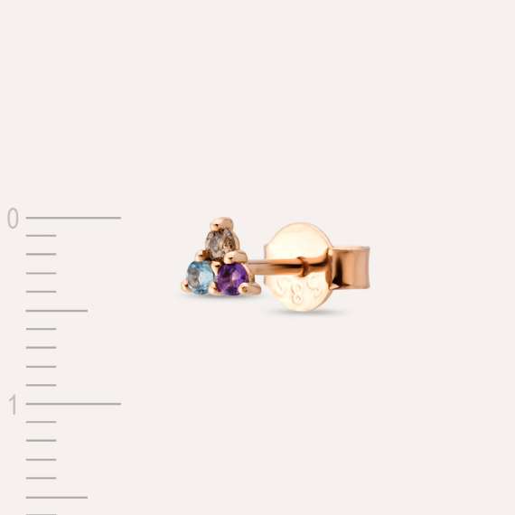 0.07 CT Brown Diamond, Amethyst and Aquamarine Mini Single Earring - 3
