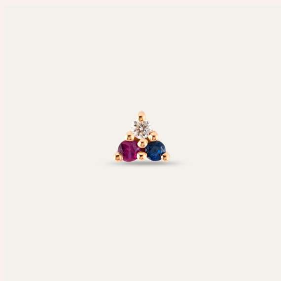 0.07 CT Diamond, Sapphire and Ruby Mini Single Earring - 4