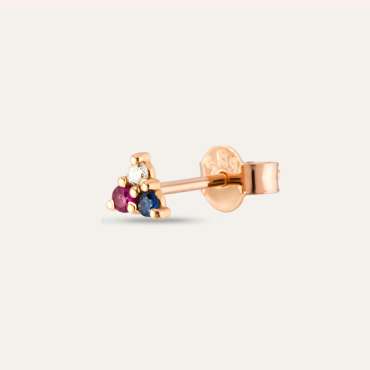 0.07 CT Diamond, Sapphire and Ruby Mini Single Earring - Nev Jewellery