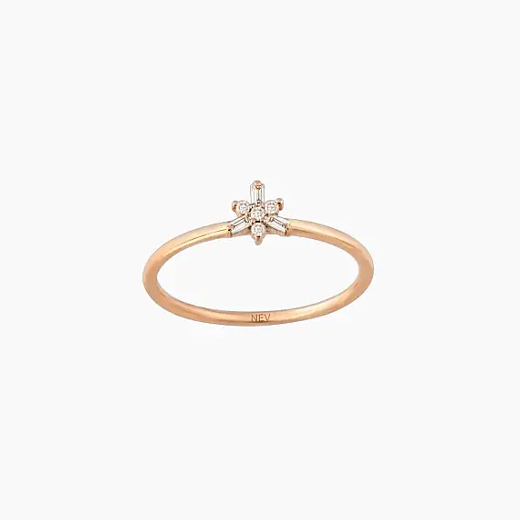 0.08 CT Baguette Cut Diamond Rose Gold Ring - 1