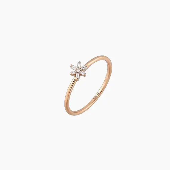 0.08 CT Baguette Cut Diamond Rose Gold Ring - 5