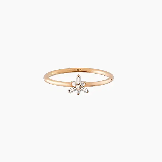 0.08 CT Baguette Cut Diamond Rose Gold Ring - 6