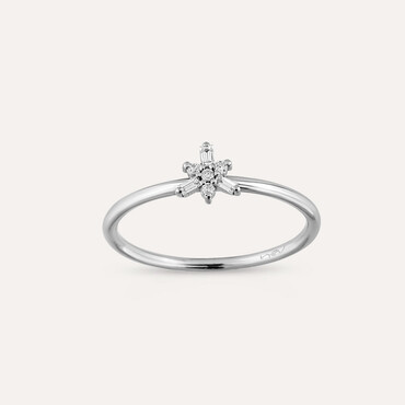 0.08 CT Baguette Cut Diamond White Gold Minimal Ring - Nev Jewellery