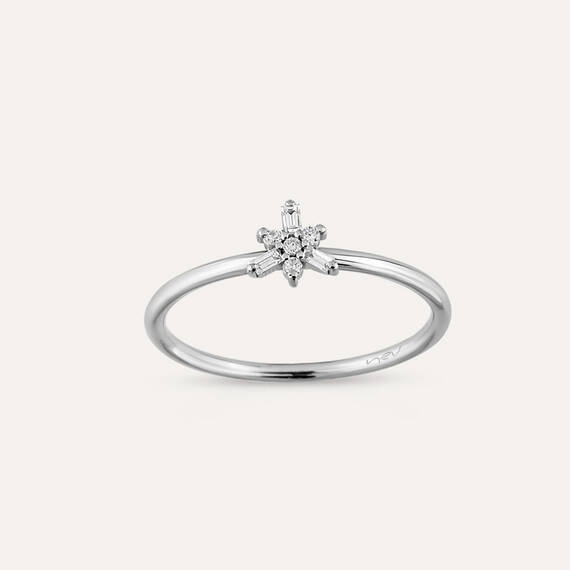 0.08 CT Baguette Cut Diamond White Gold Minimal Ring - 1