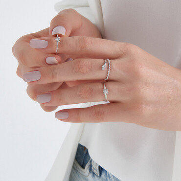 0.08 CT Baguette Cut Diamond White Gold Minimal Ring - Nev Jewellery (1)
