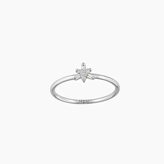 0.08 CT Baguette Cut Diamond White Gold Minimal Ring - 3