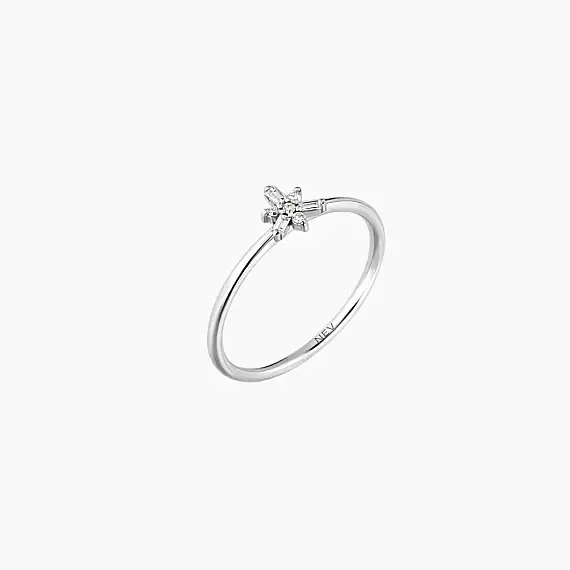 0.08 CT Baguette Cut Diamond White Gold Minimal Ring - 4