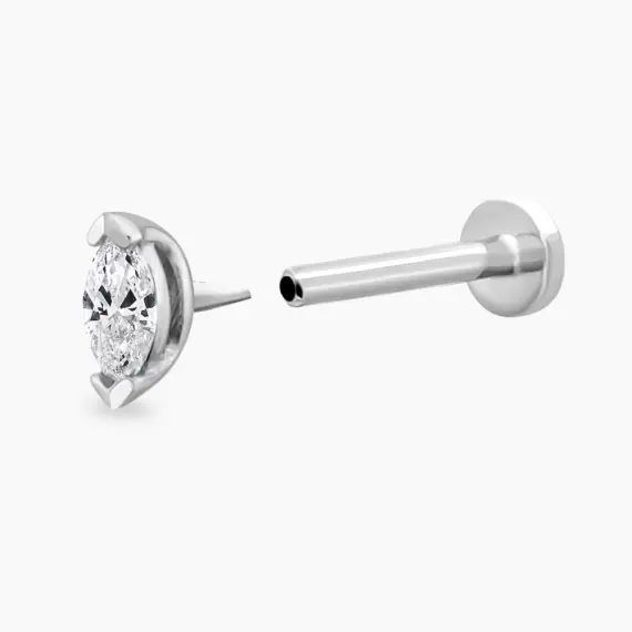 0.08 CT Marquise Cut Diamond White Gold Piercing - 4