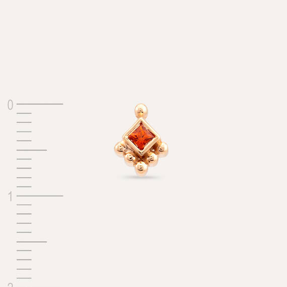 0.08 CT Orange Sapphire Rose Gold Mini Single Earring - 6
