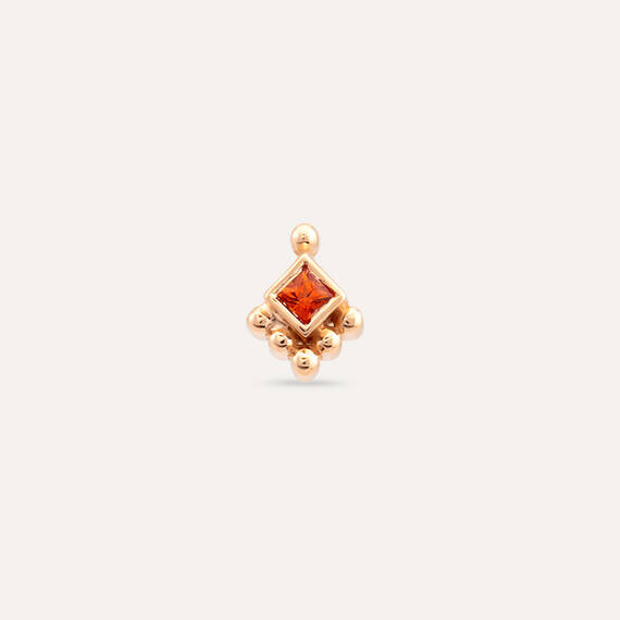 0.08 CT Orange Sapphire Rose Gold Mini Single Earring - 5