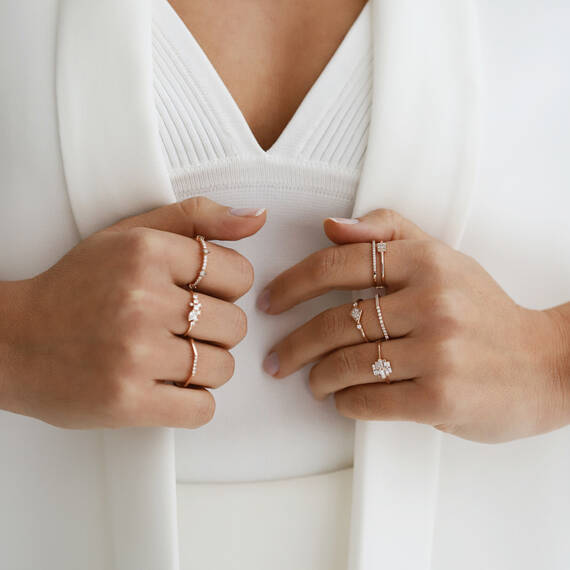 Petite Diamond Rose Gold Ring - 4