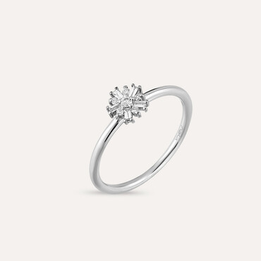 0.11 CT Baguette Cut Diamond White Gold Minimal Ring - Nev Jewellery