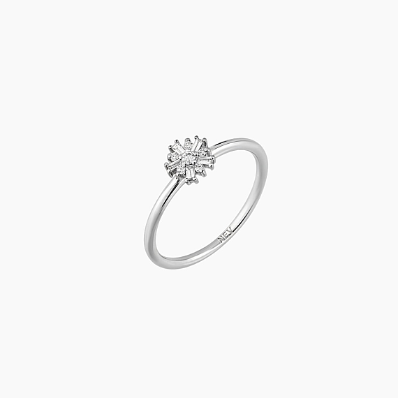 0.11 CT Baguette Cut Diamond White Gold Minimal Ring - 3