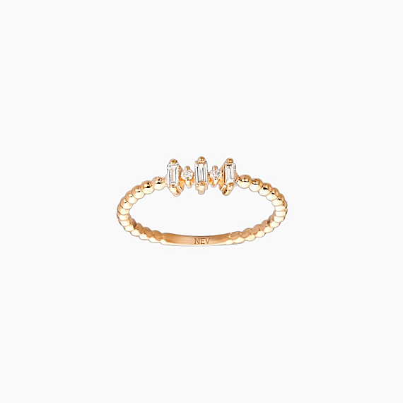 0.12 CT Baguette Cut Diamond Rose Gold Minimal Ring - 2