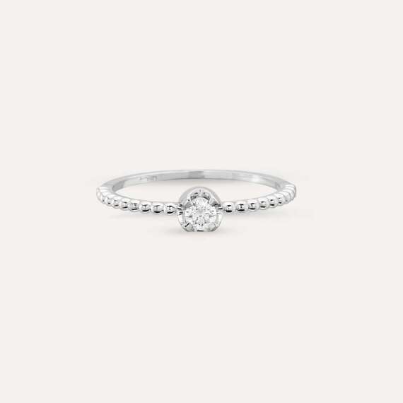 0.13 CT Diamond White Gold Solitaire Ring - 6