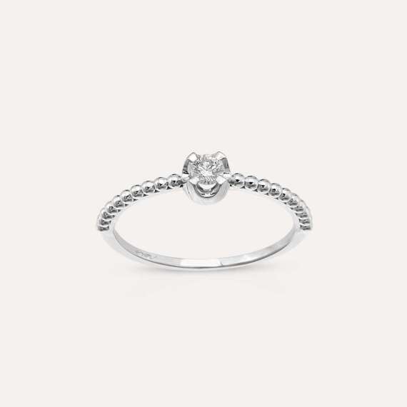 0.13 CT Diamond White Gold Solitaire Ring - 2