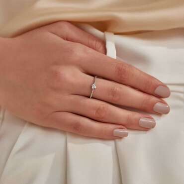 0.13 CT Diamond White Gold Solitaire Ring - Nev Jewellery