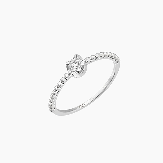 0.13 CT Diamond White Gold Solitaire Ring - 2