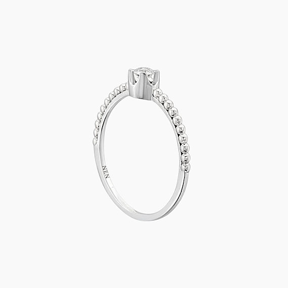 0.13 CT Diamond White Gold Solitaire Ring - 6