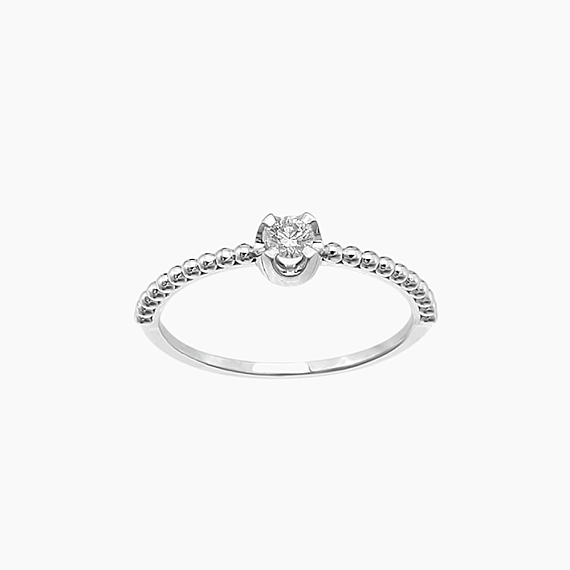 0.13 CT Diamond White Gold Solitaire Ring - 7