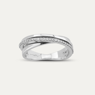 0.14 CT Diamond White Gold Spiral Ring - Nev Jewellery