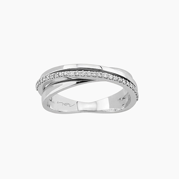0.14 CT Diamond White Gold Spiral Ring - 1
