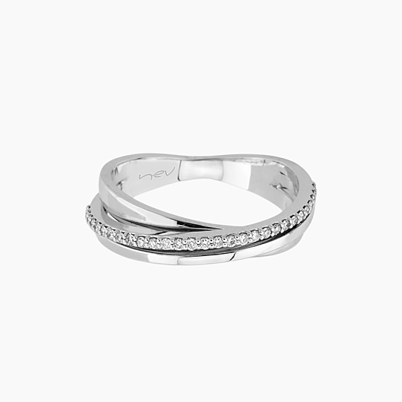 0.14 CT Diamond White Gold Spiral Ring - 5