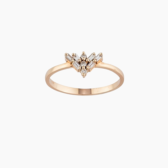0.15 CT Baguette Cut Diamond Rose Gold Ring - 1