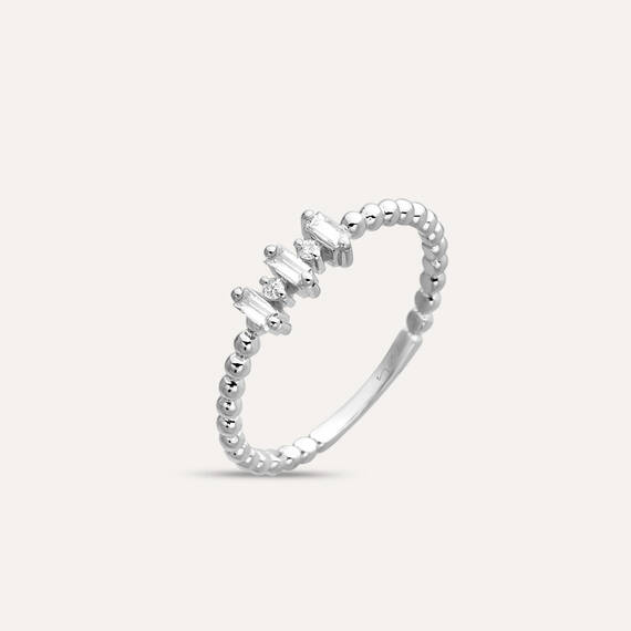 0.15 CT Baguette Cut Diamond White Gold Minimal Ring - 2