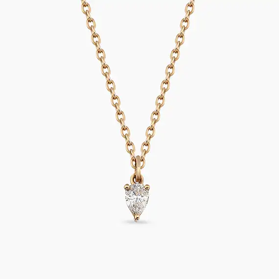 0.15 CT Pear Cut Diamond Rose Gold Neklace - 1