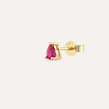 0.15 CT Ruby Yellow Gold Mini Single Earring - Nev Jewellery