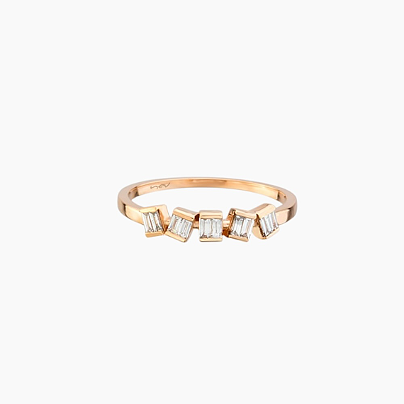 0.16 CT Baguette Cut Diamond Rose Gold Ring - 5