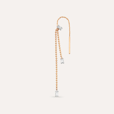 0.16 CT Baguette Cut Diamond Rose Gold Single Earring - Nev Jewellery