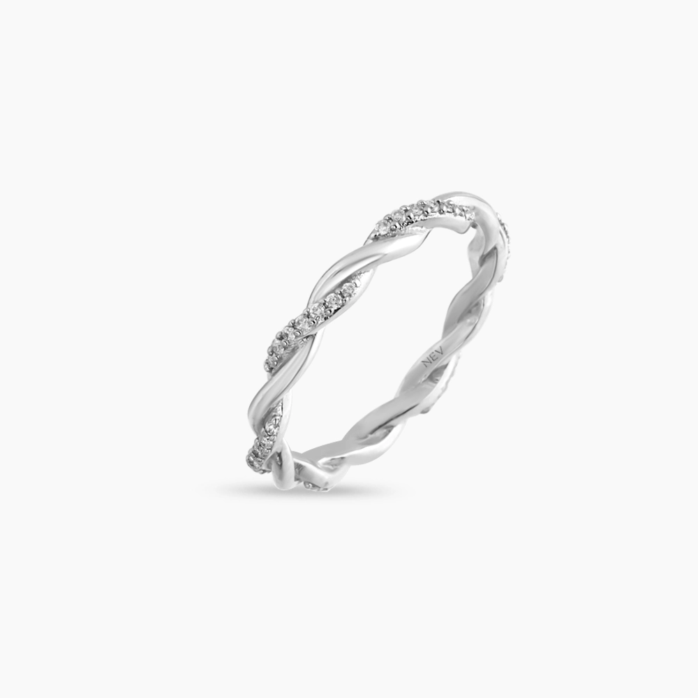 0.16 CT Diamond White Gold Spiral Ring - 4