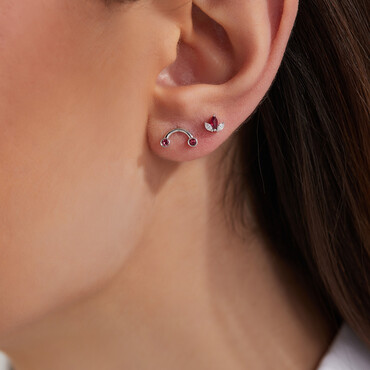 0.16 CT Marquise Cut Ruby and Diamond Mini Single Earring - Nev Jewellery (1)