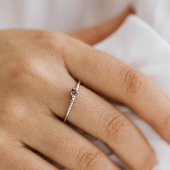 Cutie 0.16 CT Purple Sapphire and Diamond Double Heart Ring - 3